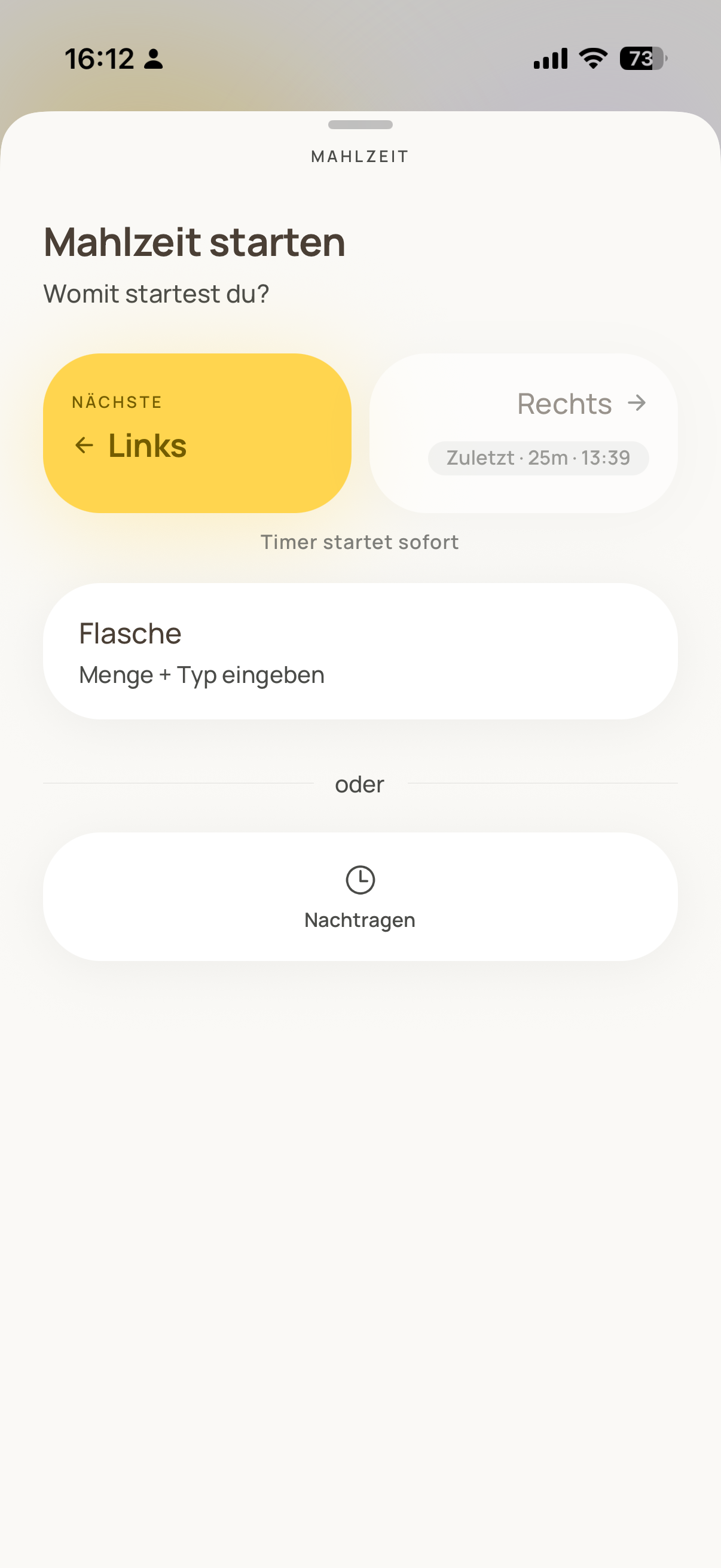 Mahlzeit starten